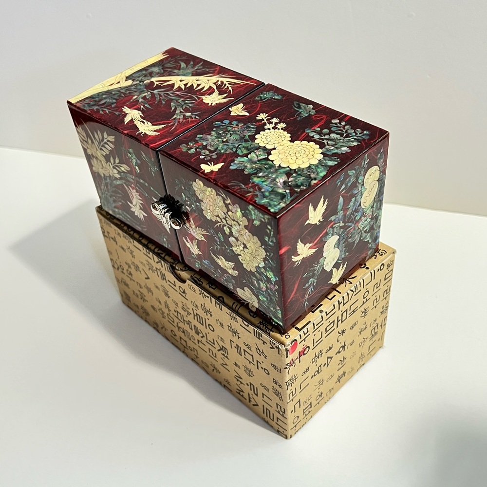 NEW Mother-of-Pearl Jewelry Box with 4 Drawers- KOREAN Traditional Lacquer Craft - Picture 4 of 16